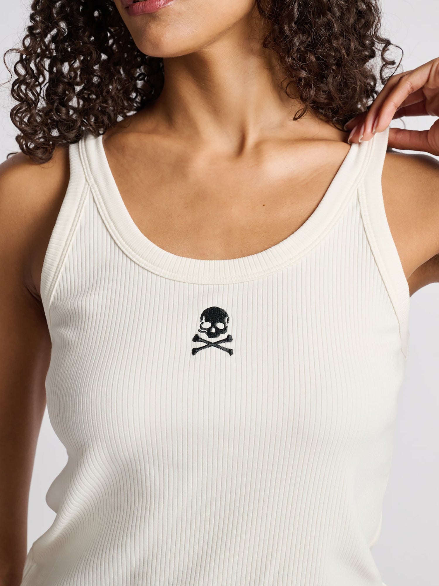 Women | Terez | Skinny Strap Rib Tank | White