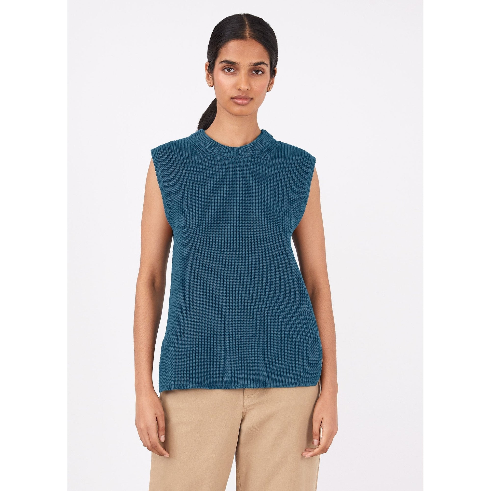 Sleeveless Jumper | Women | Lagoon Blue