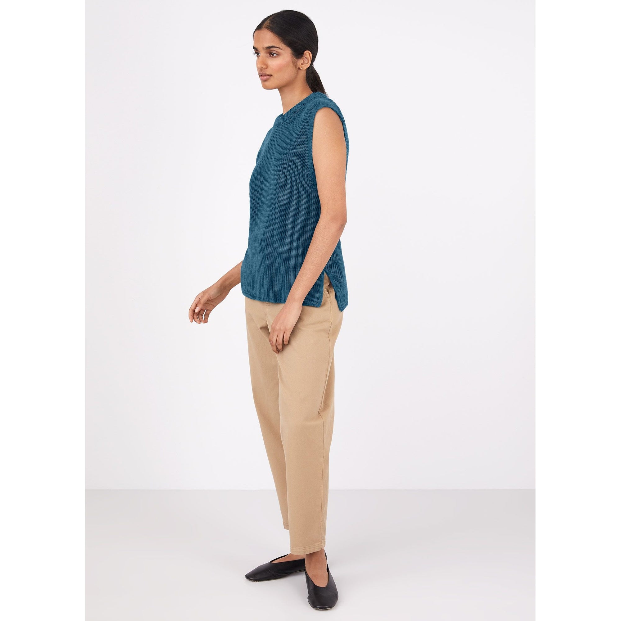 Sleeveless Jumper | Women | Lagoon Blue