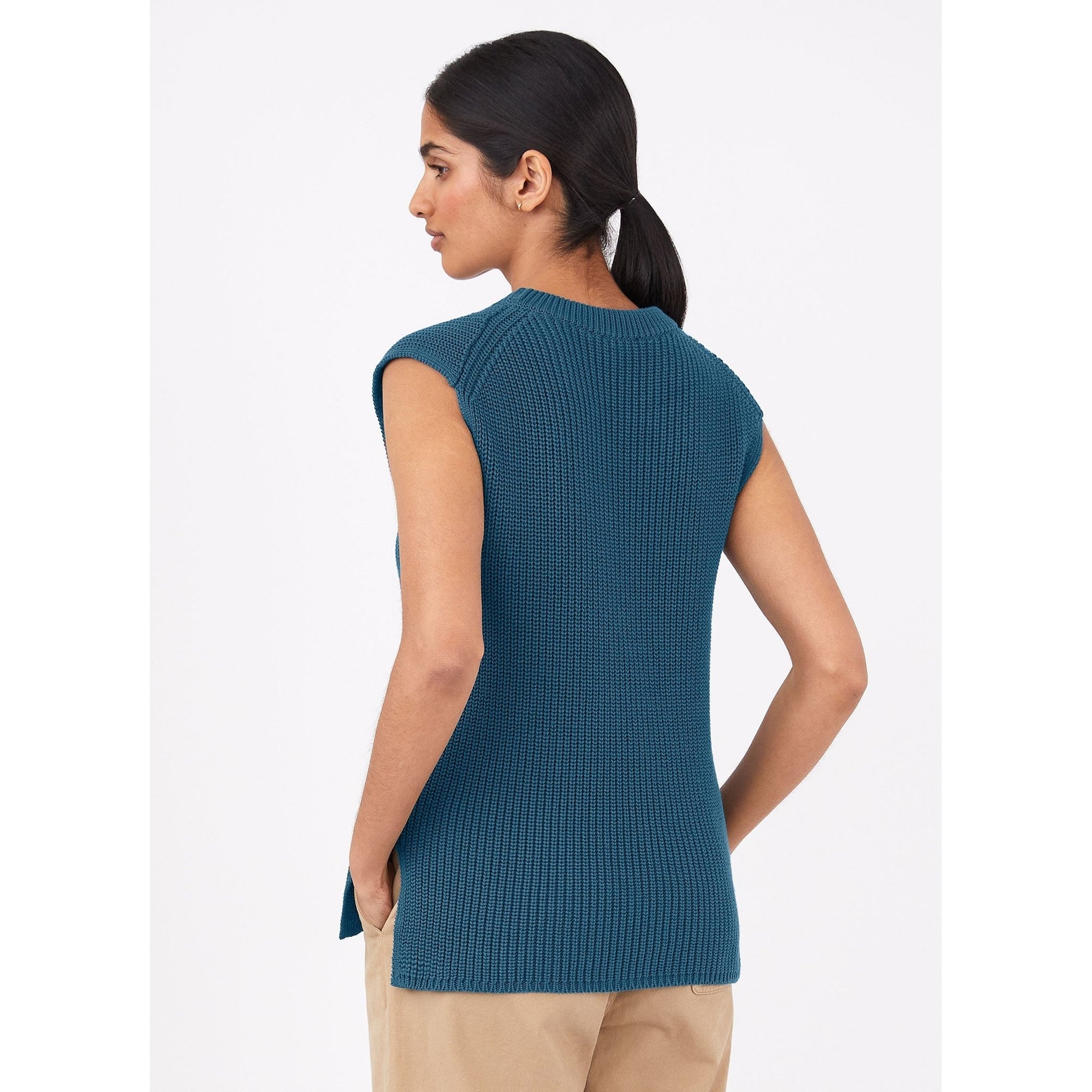 Sleeveless Jumper | Women | Lagoon Blue