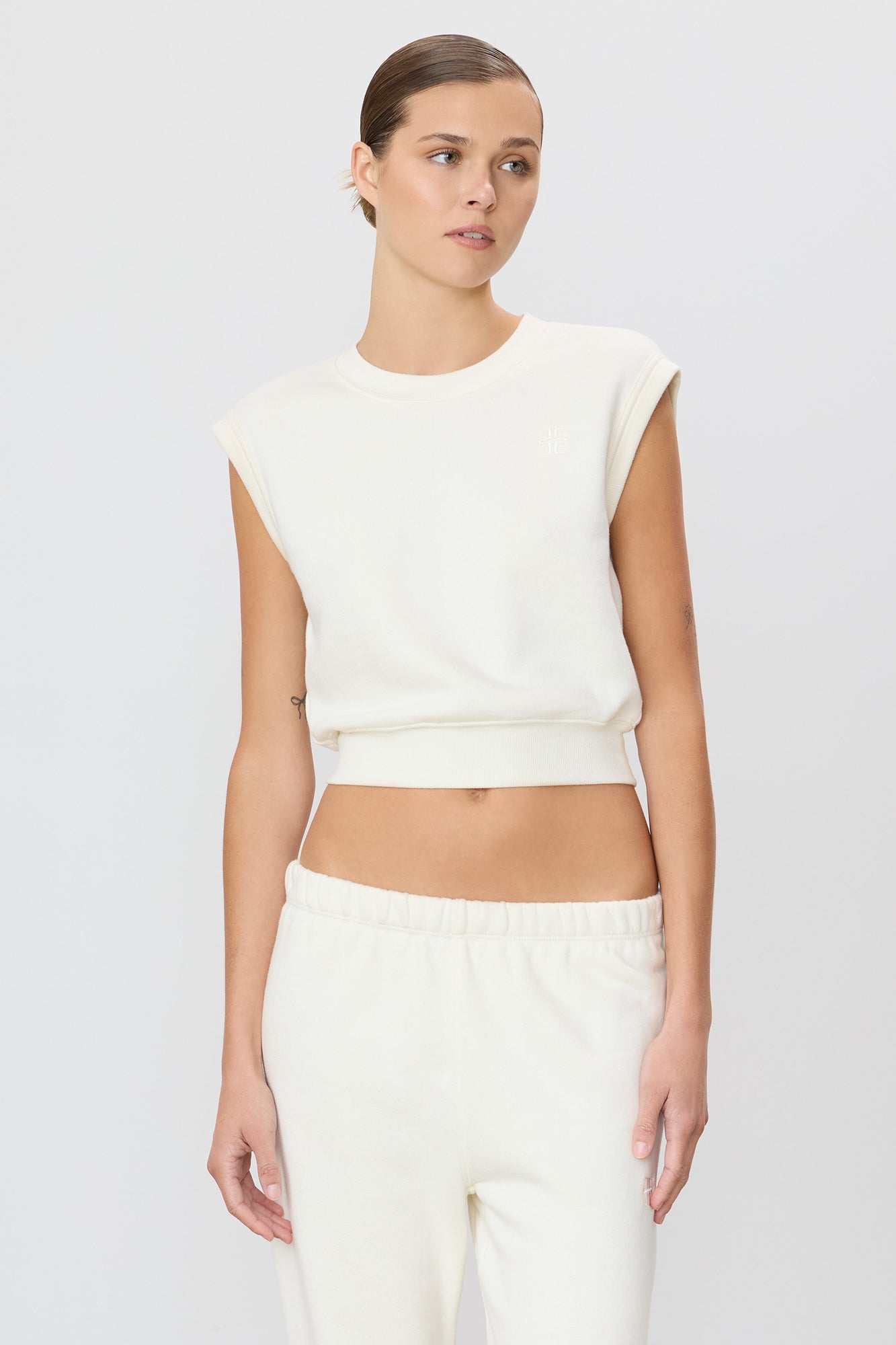 Sleeveless Crewneck Top | Cream