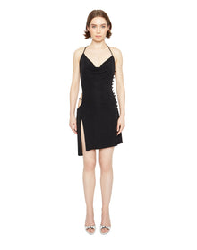 Slinky Cut-Out Knit Dress | Black