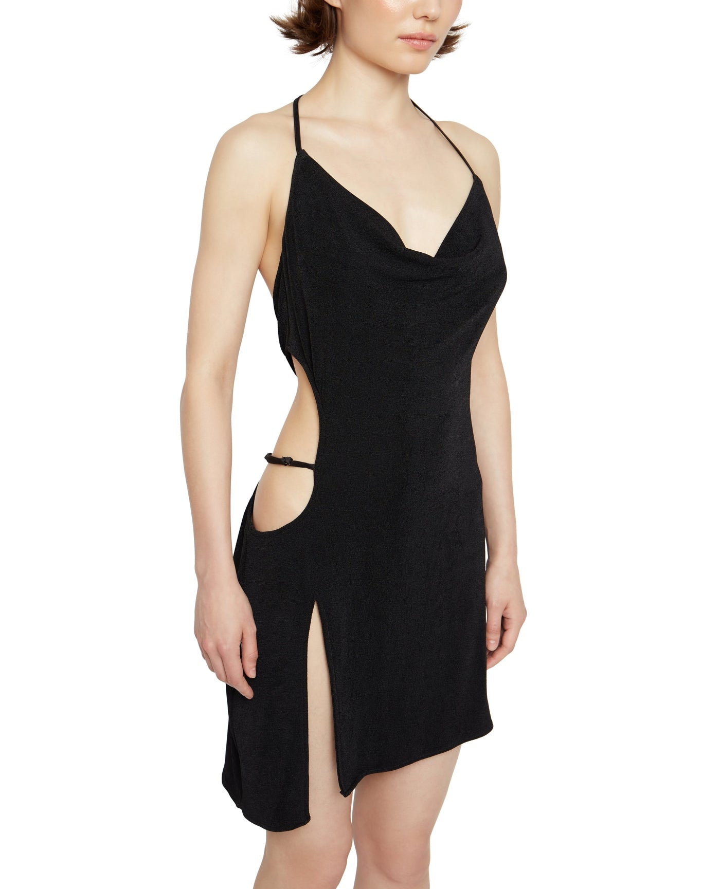 Slinky Cut-Out Knit Dress | Black