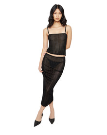Slinky Rib Knit Midi Skirt | Black