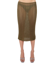 Slinky Rib Knit Midi Skirt | Forest Green