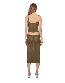 Slinky Rib Knit Midi Skirt | Forest Green