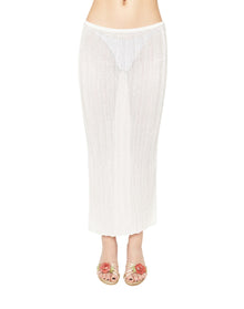 Slinky Rib Knit Midi Skirt | Off White