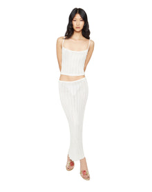 Slinky Rib Knit Midi Skirt | Off White