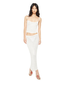 Slinky Rib Knit Midi Skirt | Off White
