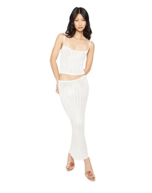 Slinky Rib Knit Midi Skirt | Off White