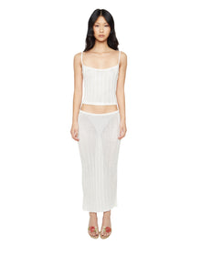 Slinky Rib Knit Midi Skirt | Off White