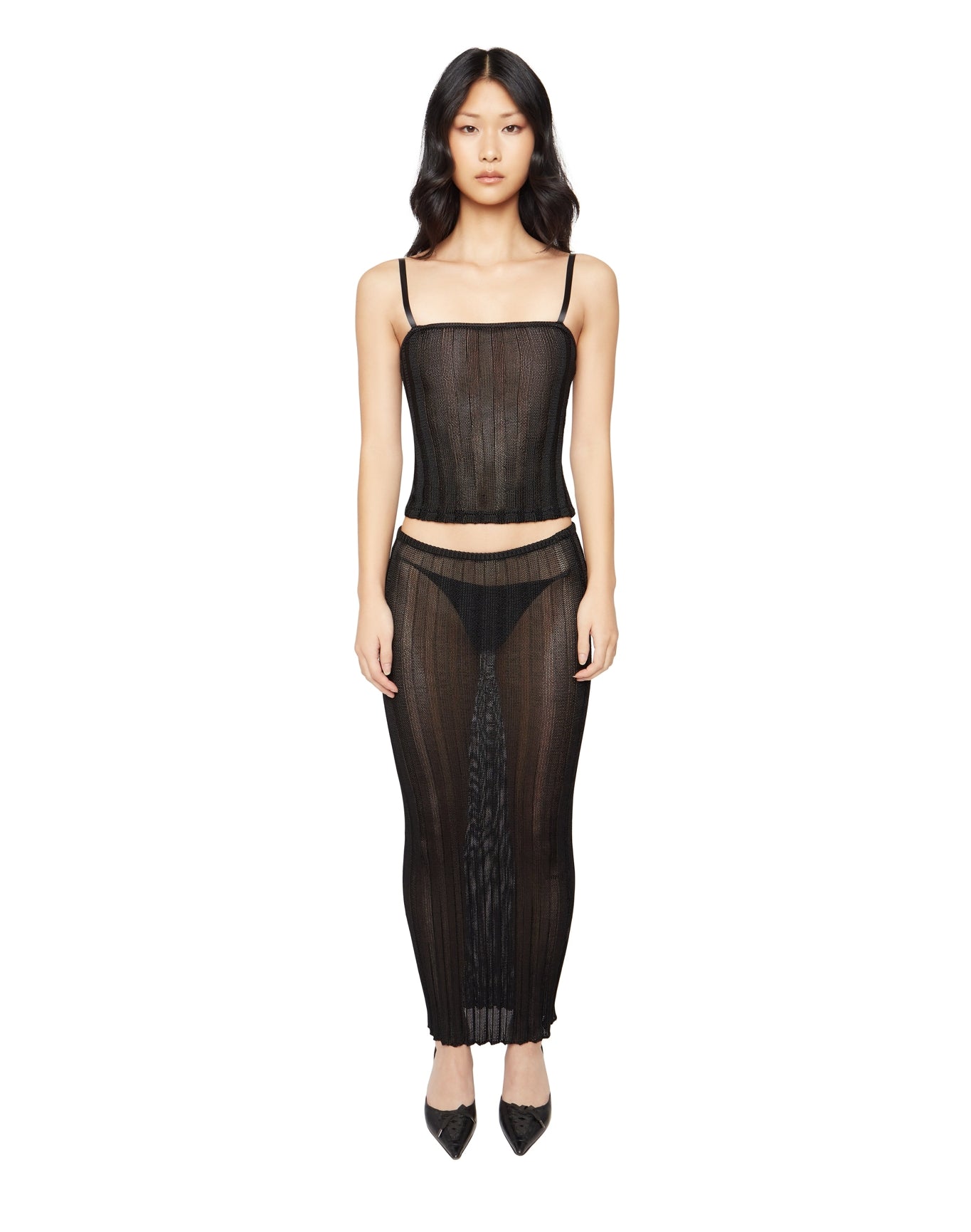 Slinky Rib Knit Tank | Black