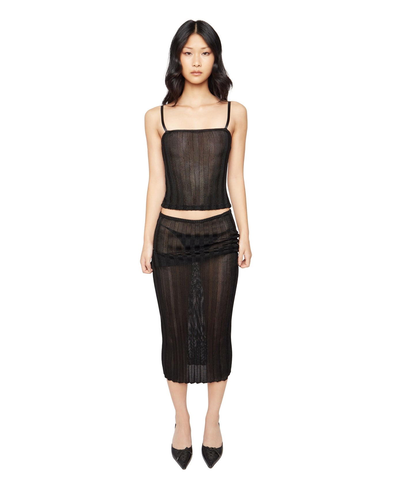 Slinky Rib Knit Tank | Black