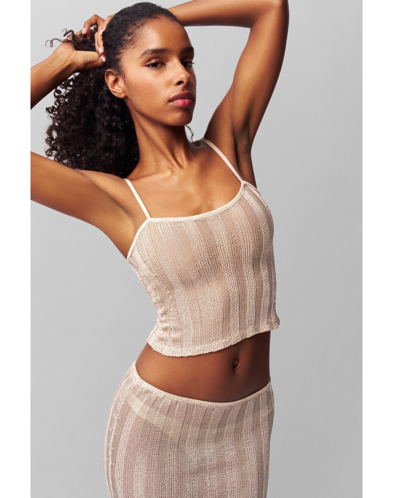 Slinky Rib Knit Tank | Silver