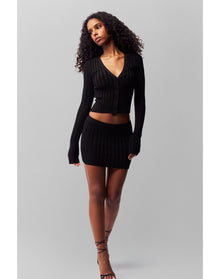 Slinky Rib Mini Skirt | Black