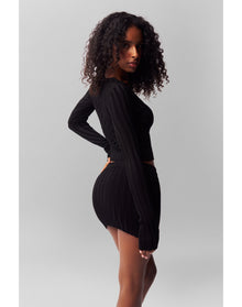 Slinky Rib Mini Skirt | Black