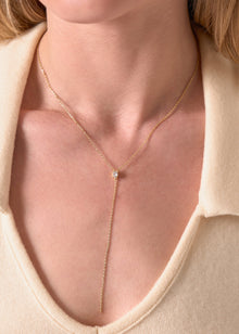Smith Lariat | Clear Crystal | 14K Gold Plated