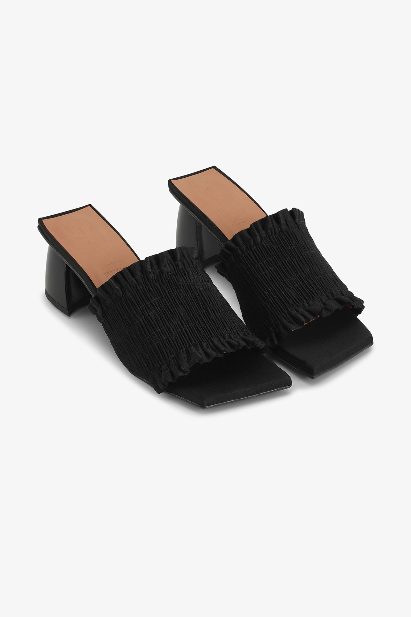 Smock Kitten Heel Mules | Black