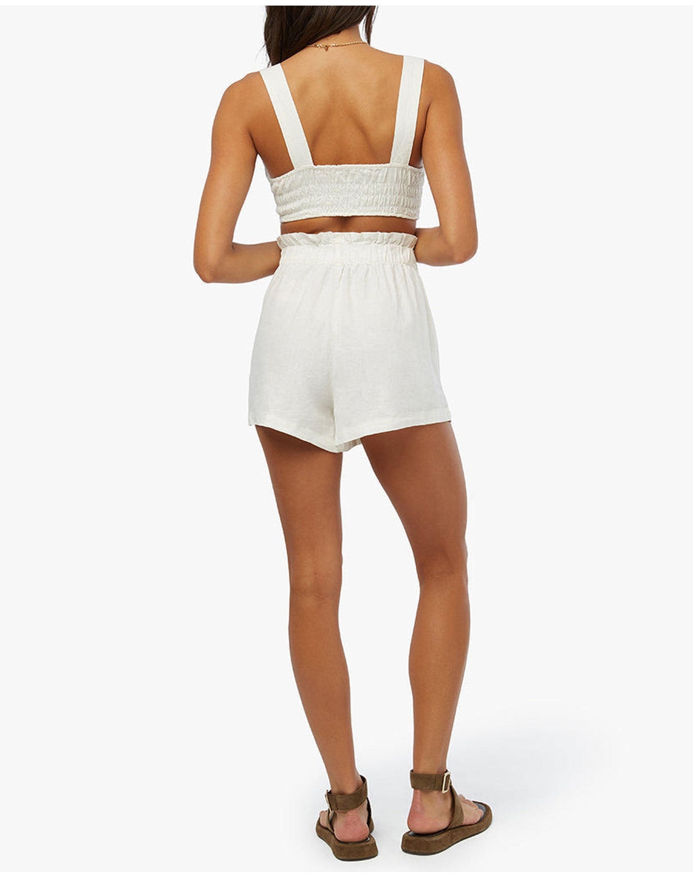 Smocked Linen Tank | White