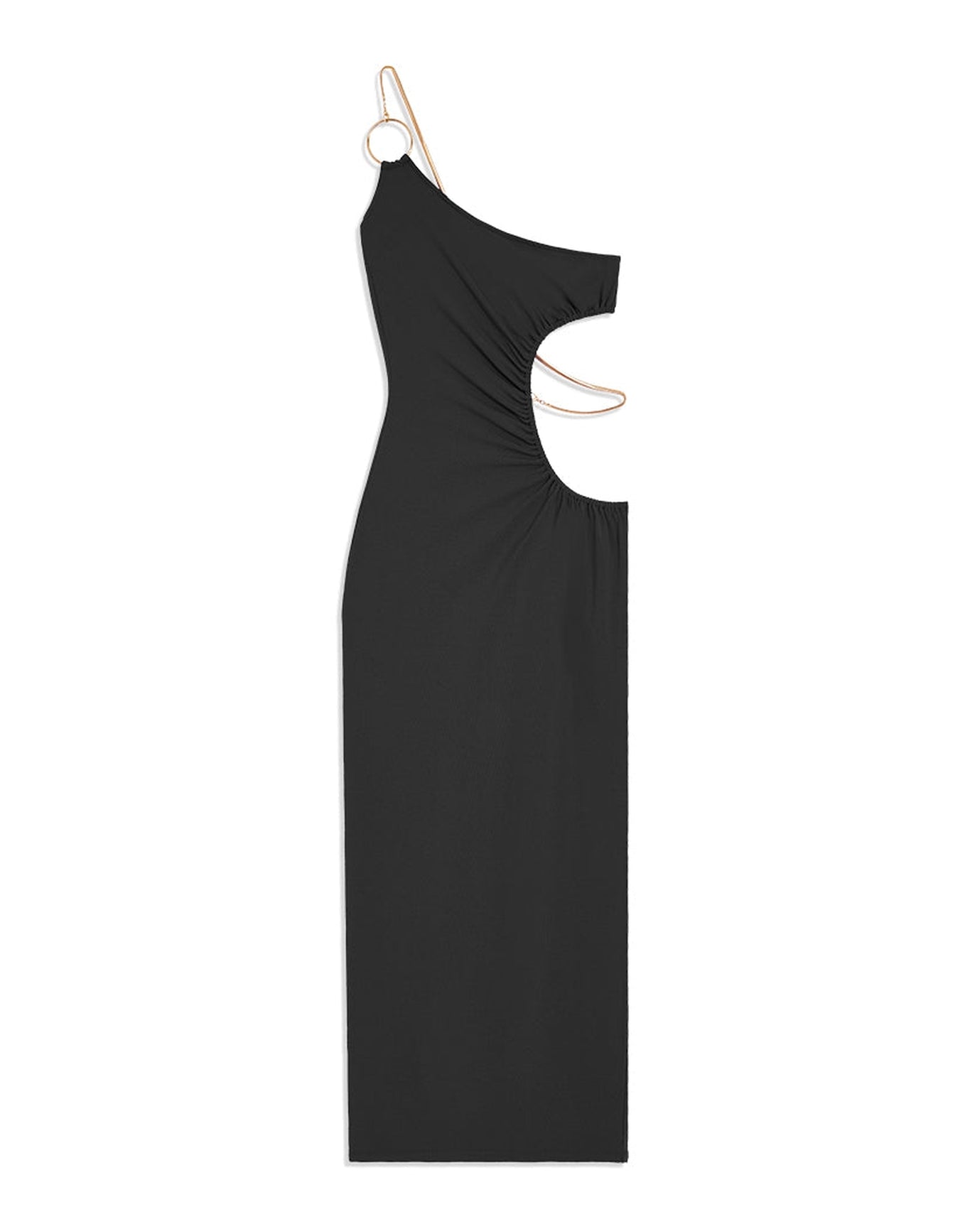 Snake Chain Jersey Knit Cutout Maxi Dress | Black