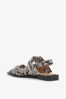 Snake Printed Feminine Buckle Ballerinas | Sand (V1)
