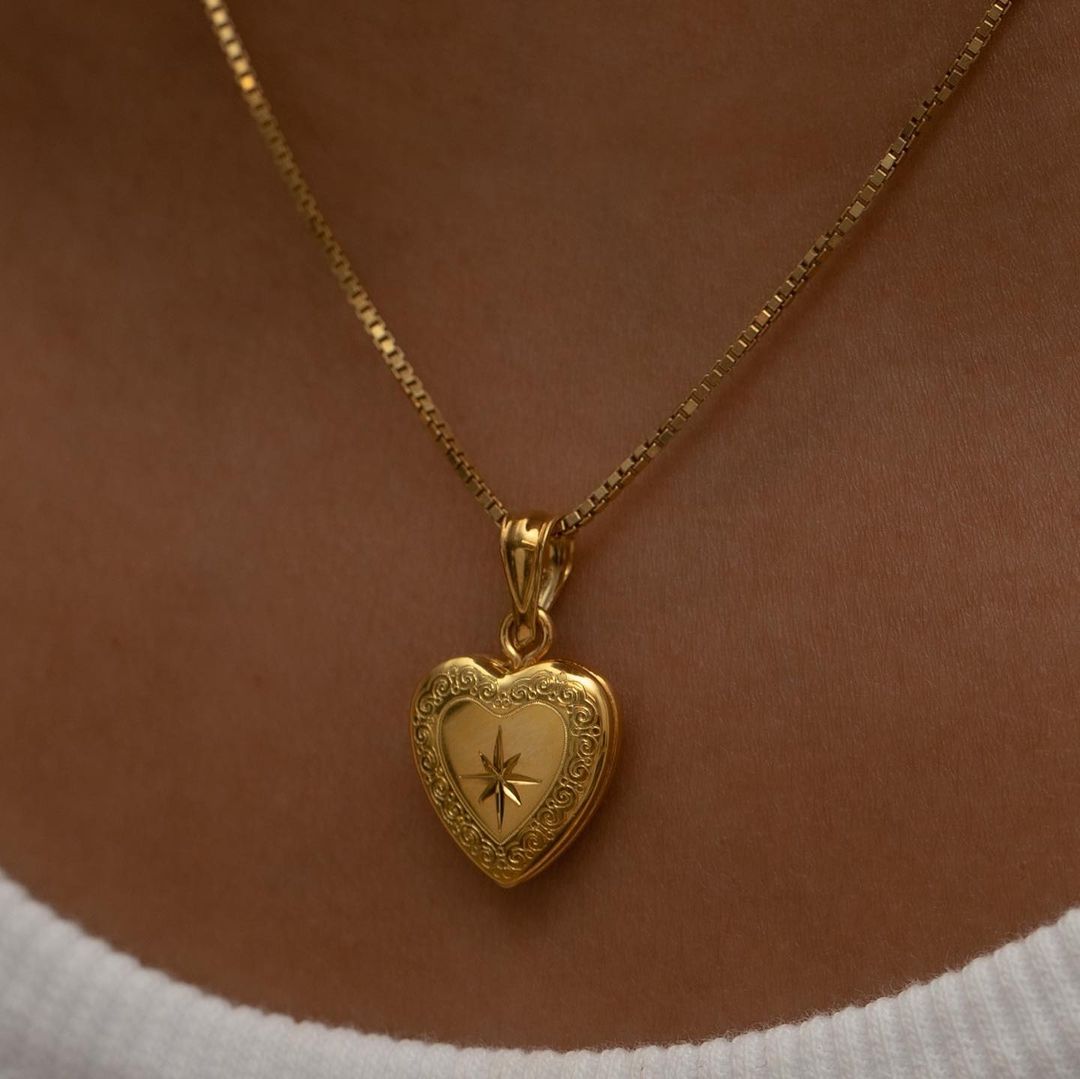 The Mini Ornate Photo Locket Necklace | 18KT Gold Vermeil