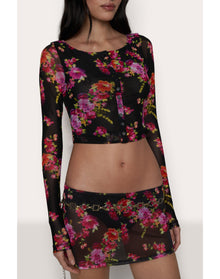Sofia Printed Mesh Top | Luna Print