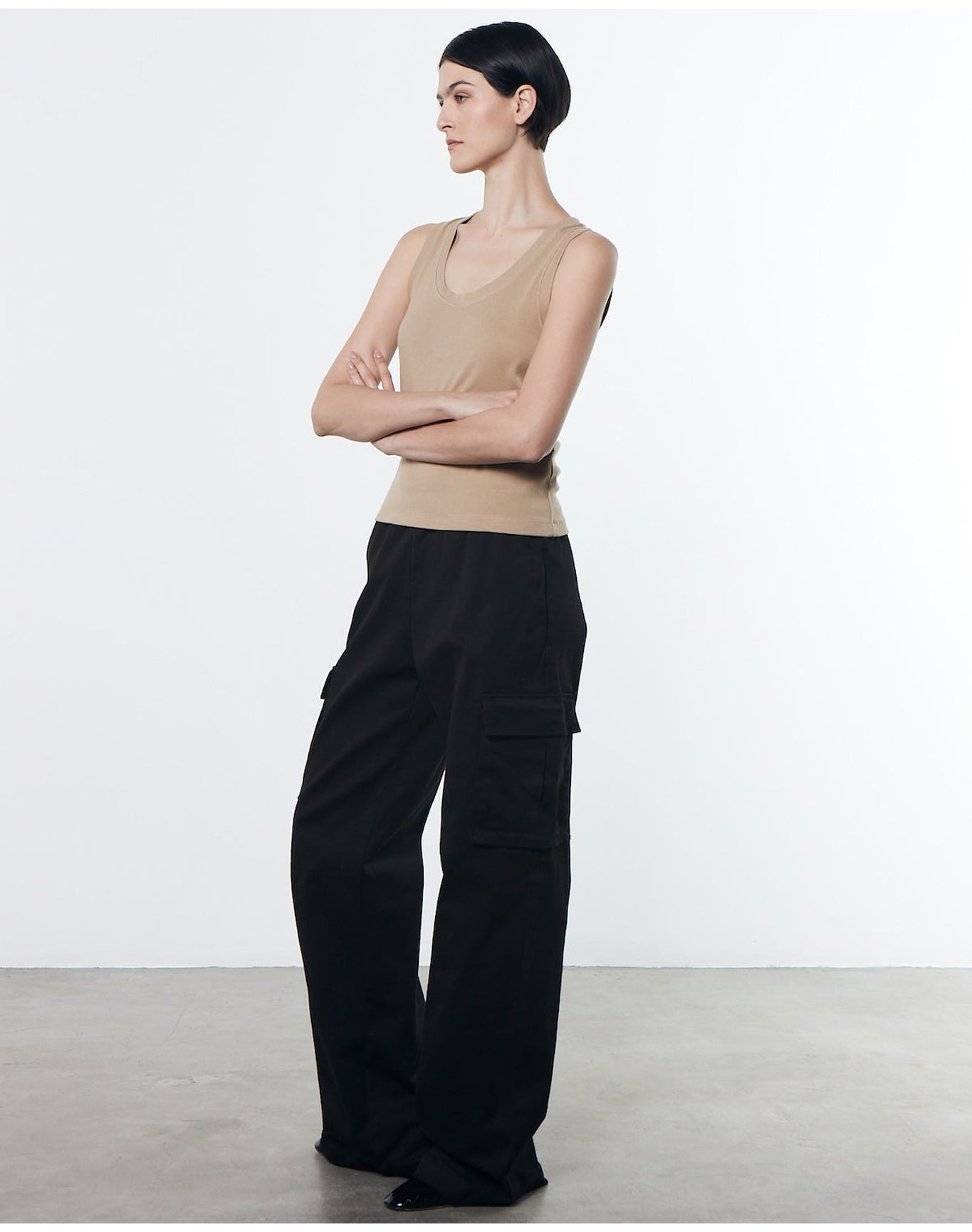 Soft Touch Cargo Pant | Black