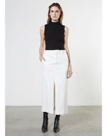 Soft Touch Slit Skirt | White