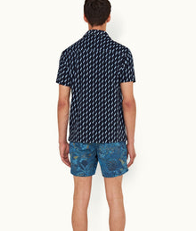Sommerland Towelling Coray Jacquard Towelling Zip-Thru Shirt | Night Iris/Cerulean
