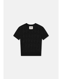 Sonia | Diamond Knit Short Sleeved Top | Black
