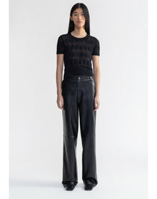 Sonia | Diamond Knit Short Sleeved Top | Black