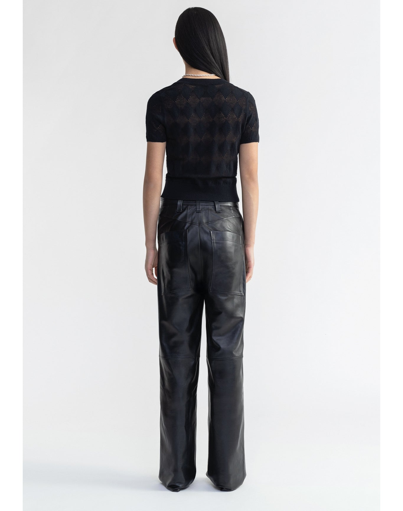 Sonia | Diamond Knit Short Sleeved Top | Black