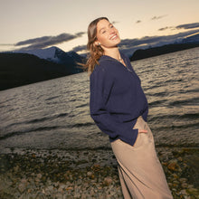 Sophia Chunky Cashmere Quarter Zip Pullover | Navy | Womens