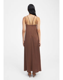 Sophie | Strappy Satin Maxi Dress | Chocolate