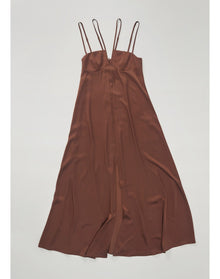 Sophie | Strappy Satin Maxi Dress | Chocolate