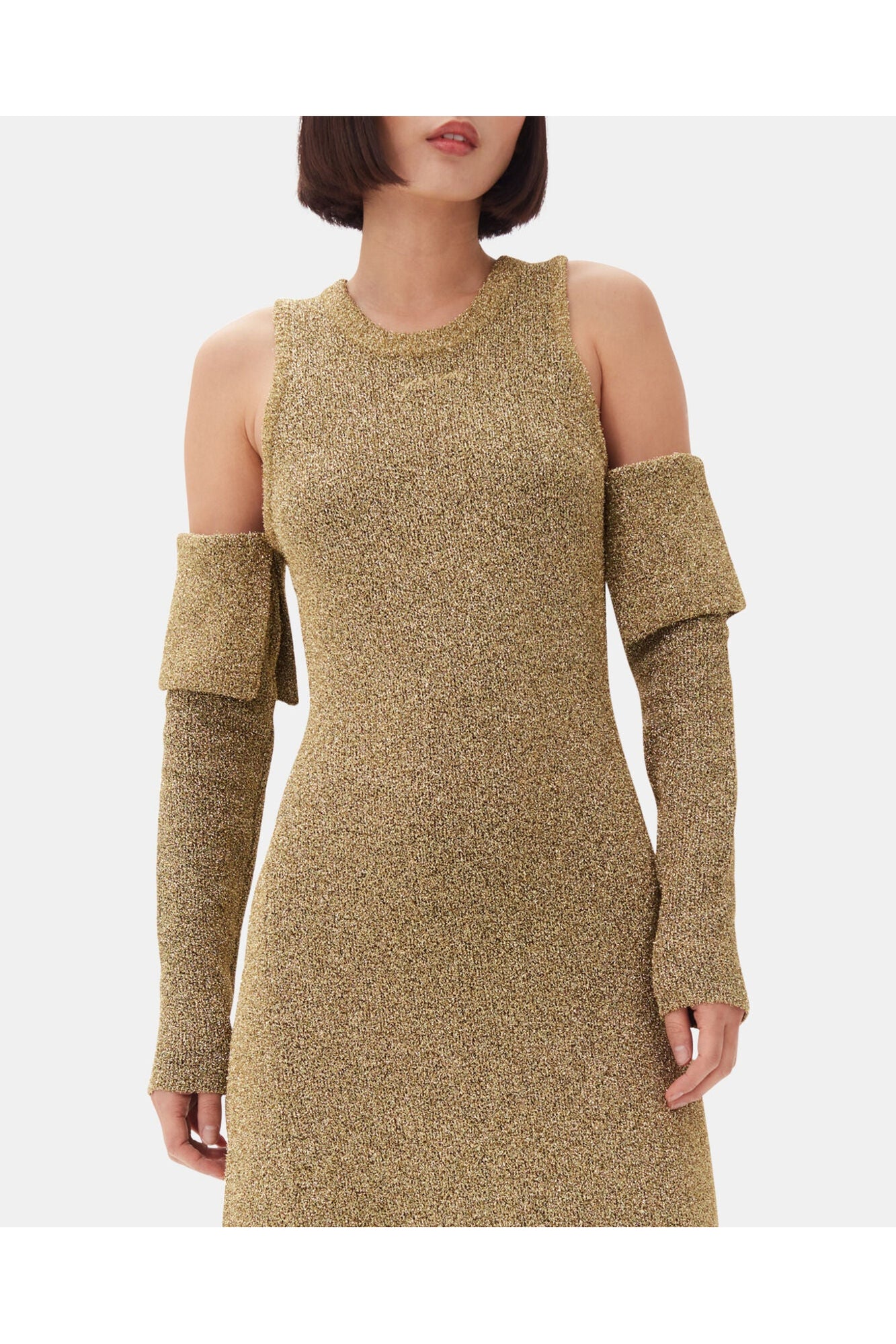 Sparkle Cold Shoulder Maxi Dress | Gold