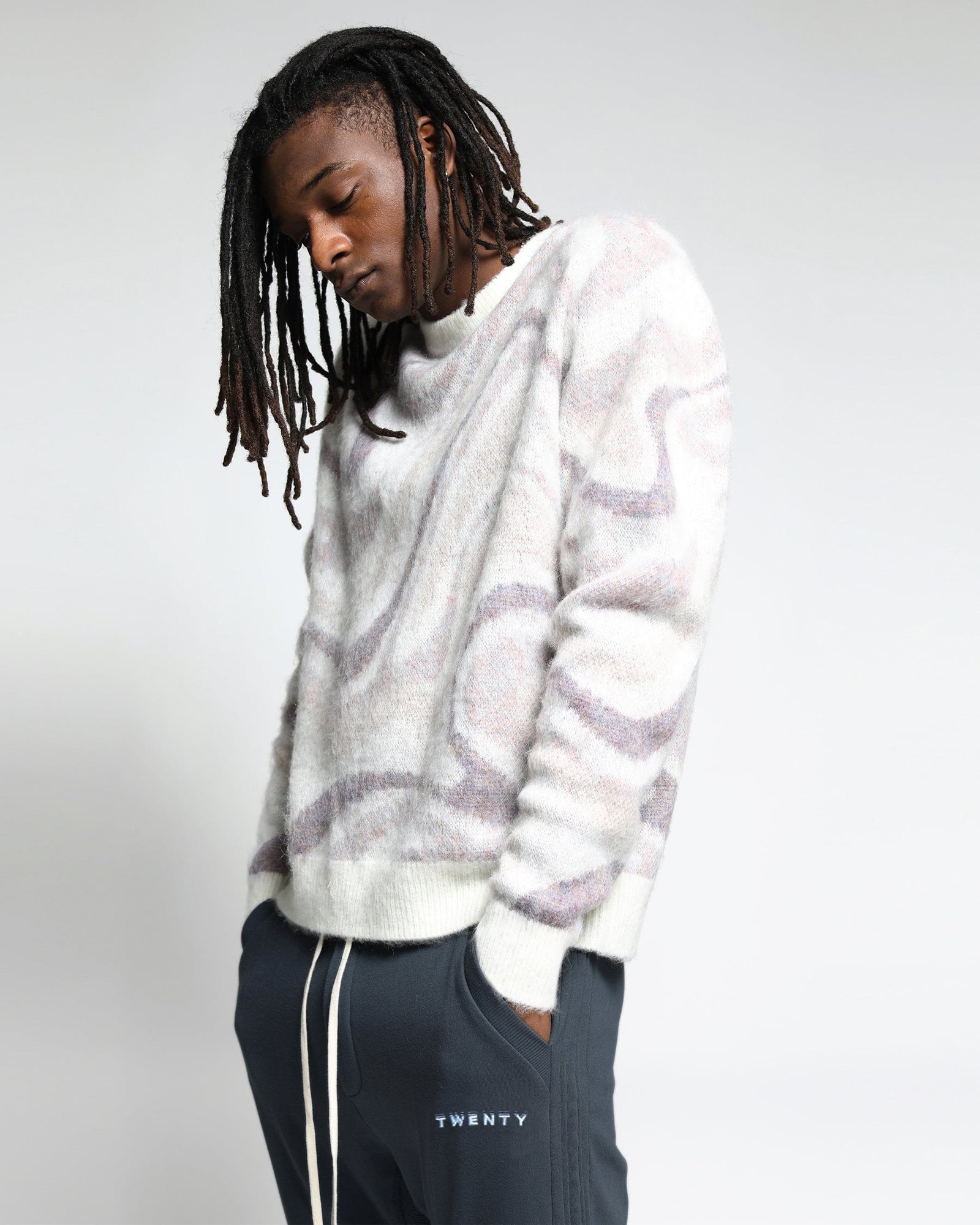 Spectrum Swirl Mohair Sweater Pullover-Mens-Twenty