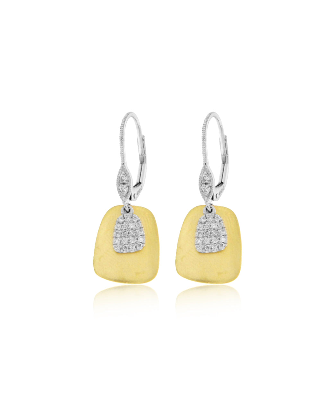 Square Plate and Diamond Earrings | Yellow Gold