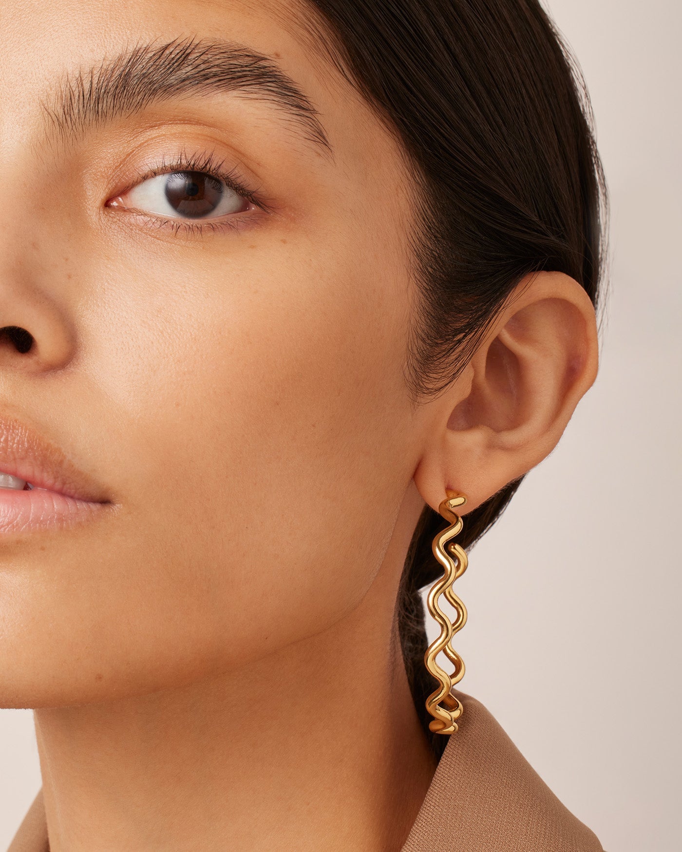 Squiggle Hoops | 14K Gold Dipped Brass