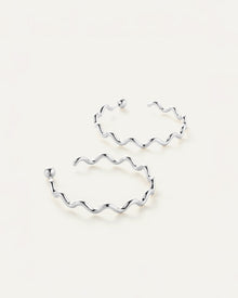 Squiggle Hoops | Silver Dipped Brass