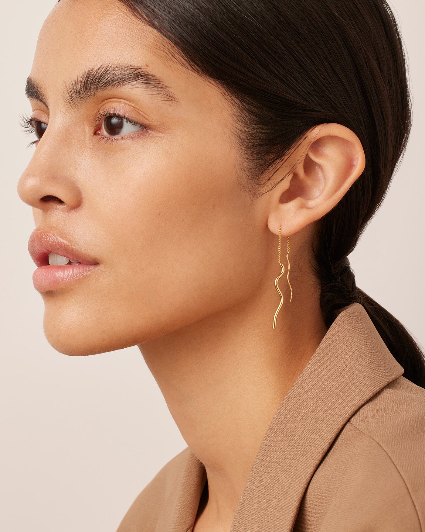 Squiggle Threader Earrings | 14K Gold Dipped Brass