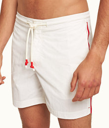 Standard Bonded Mid-Length Bonded Drawcord Swim Shorts | White