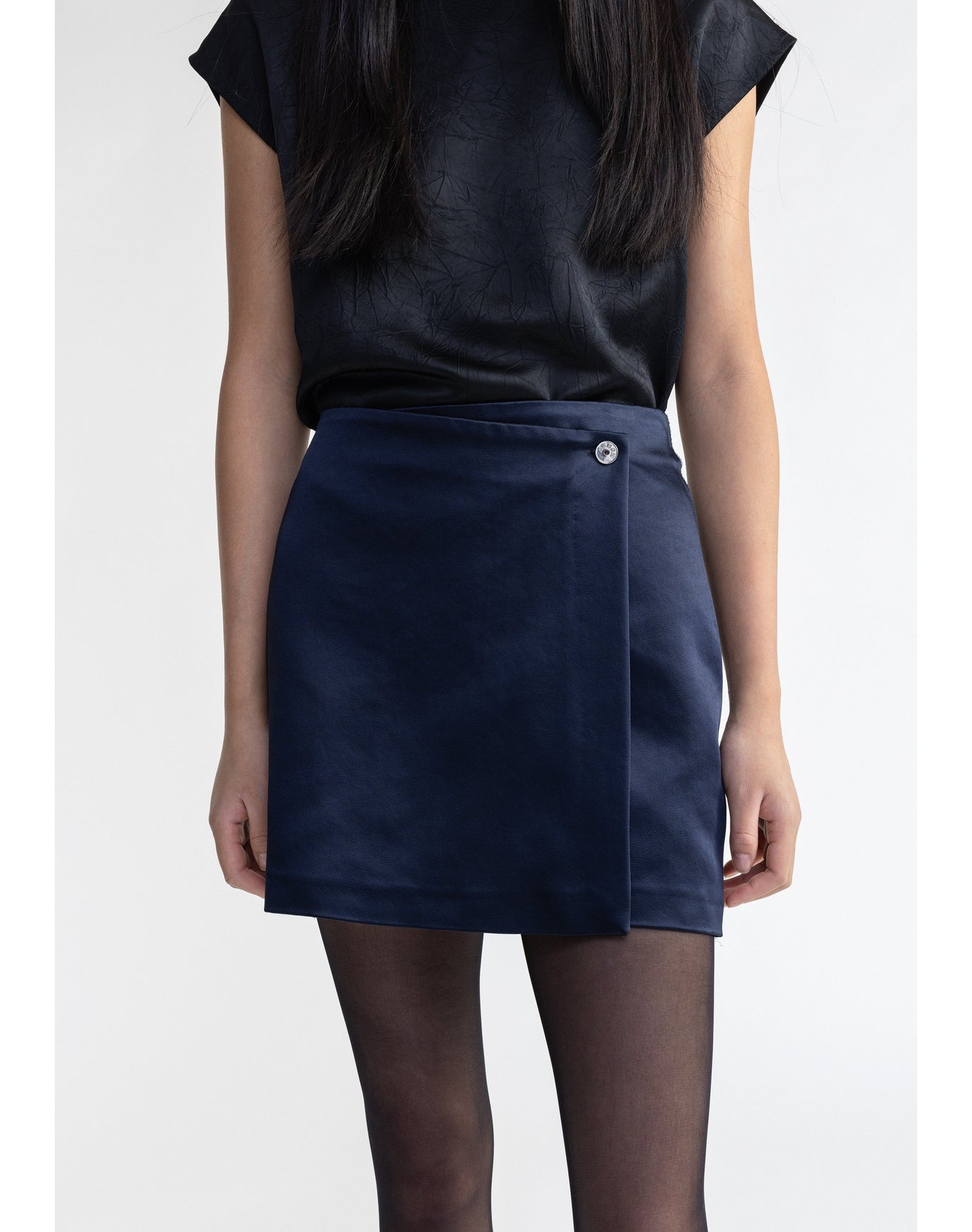 Stella | Heavy Satin Mini Skirt | Dark Navy