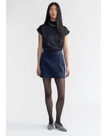 Stella | Heavy Satin Mini Skirt | Dark Navy