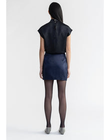 Stella | Heavy Satin Mini Skirt | Dark Navy