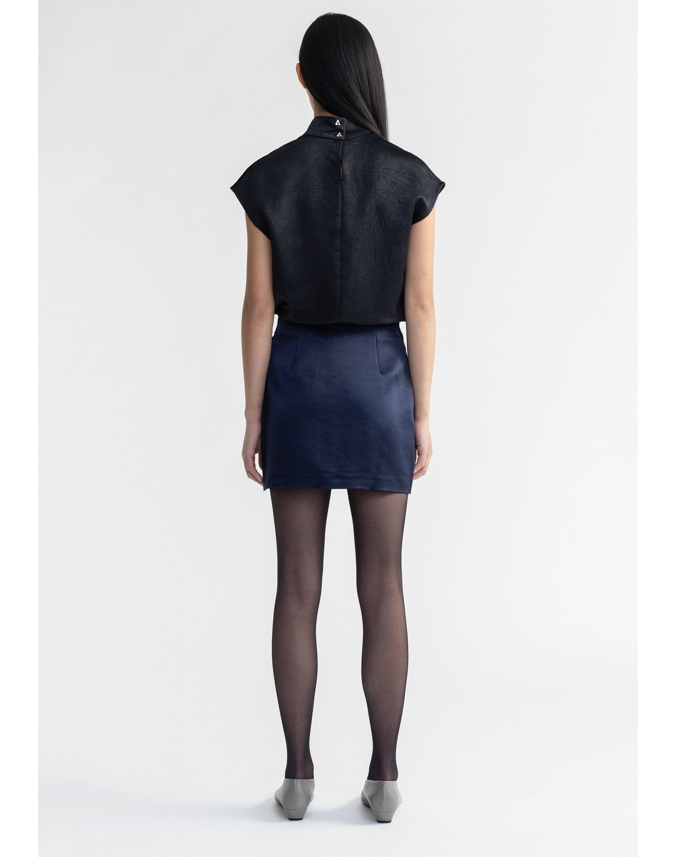 Stella | Heavy Satin Mini Skirt | Dark Navy