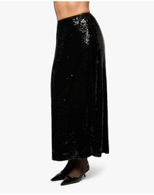 Straight Sequin Skirt | Black