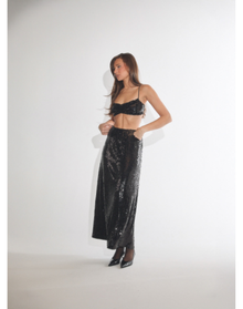 Straight Sequin Skirt | Black