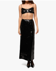 Straight Sequin Skirt | Black